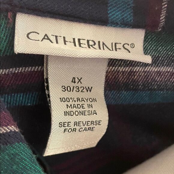 Catherines Blue and Green Plaid Button Down Shirt - Picture 2 of 6